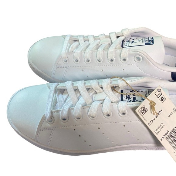 Adidas Stan Smith Shoes Mens Sneakers US Size 7 White Navy Blue FX5501 NEW - Picture 6 of 11